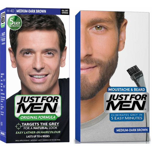 Just For Men - Pack Coloration Barbe & Cheveux - Châtain Moyen Foncé - Produits pour entretenir sa barbe